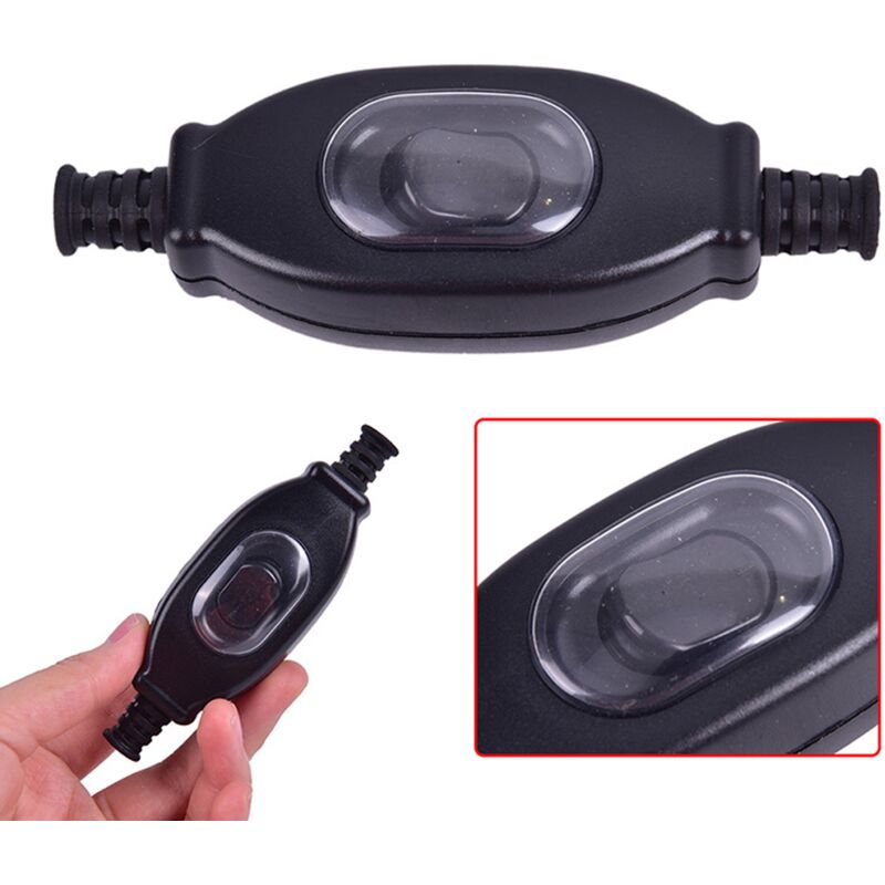 Interrupteur central étanche tactile à bascule en plastique noir, adapté au raccordement fixe d'une lampe de table extérieure ou d'une chambre à