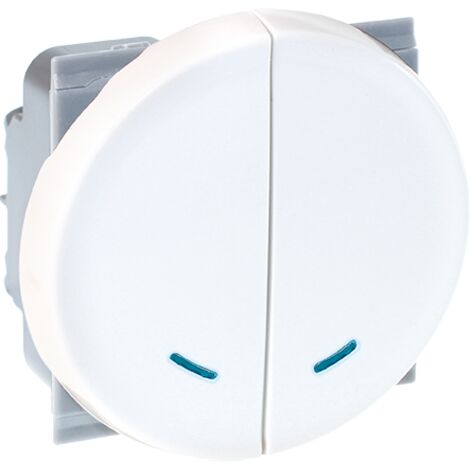 Interrupteur combiné double poussoir lumineux - COMETE Blanc