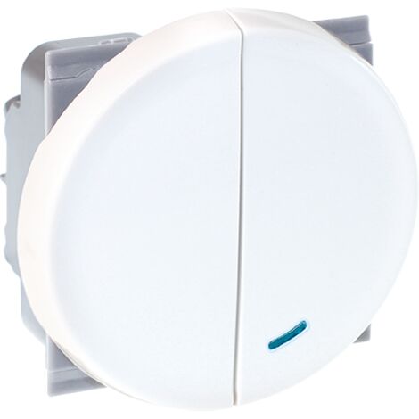Interrupteur combiné double poussoir lumineux / non lumineux - COMETE Blanc