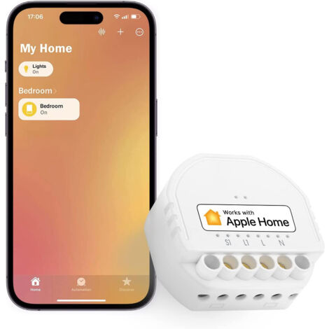 Interrupteur connecté fil requis – Compatible Apple HomeKit, Alexa, Google Home – Contrôle à distance et programmation – Installation à sens unique – Meross