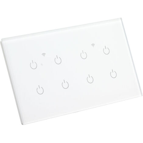 Interrupteur Connecté WiFi 8 Canaux en Verre Trempé, Compatible avec Alexa et Google Assistant, 110‑240V AC, IP44