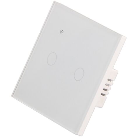 Interrupteur Connecté WiFi Double Bouton, Commande Vocale et Télécommande, Compatible Alexa et Google Assistant, Blanc, 110‑240V