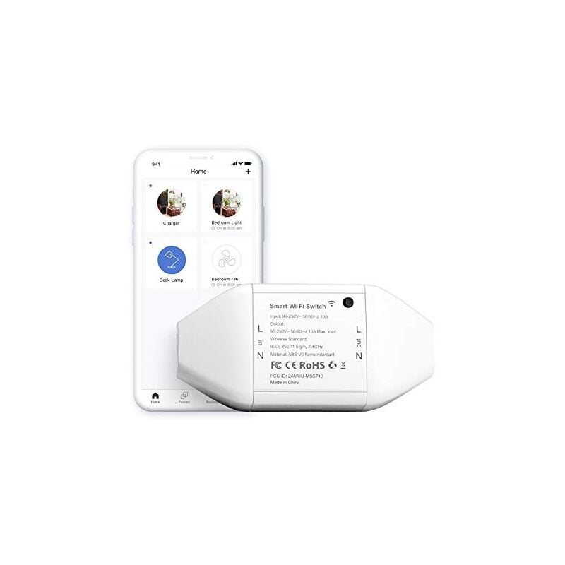 Meross - interrupteur connecté wifi 10A diy interrupteur intelligent compatible avec alexa, google home et smartthings, commutate