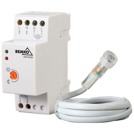 BEMKO Interrupteur crépusculaire 20A - Plage 2-100 Lux - Rail DIN - IP20/65 - AC230V