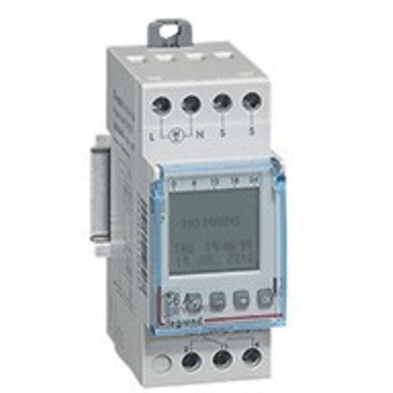 Interrupteur crépusculaire modulaire programmable IP65 - sortie 16A 250V livré avec cellule photoélectrique - 2 modules - 412626 Legrand