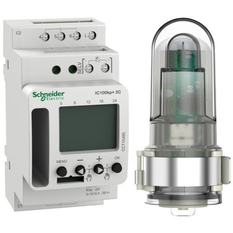 interrupteur crépusculaire - programmable - 2 canaux - acti9 - ic100kp+ - schneider electric cct15495