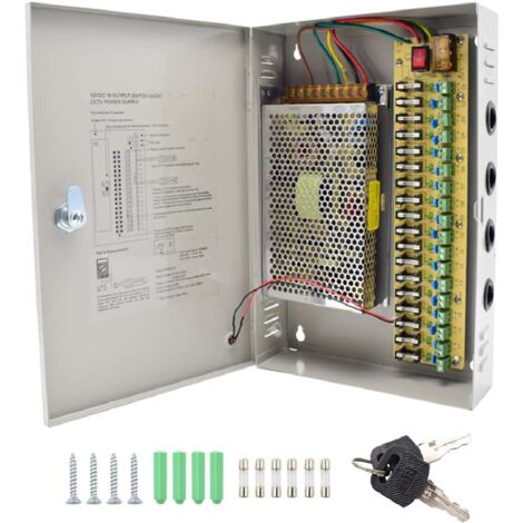 Interrupteur d'alimentation pour vide'o surveillance 12V 18 sorties switch box 20A 240w stabilise'