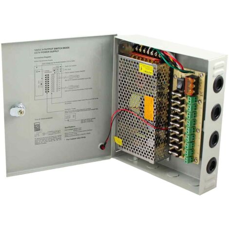 Interrupteur d'alimentation pour vide'osurveillance 12V 9 sorties switch box 15A 180w stabilise'
