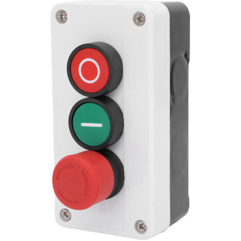 Interrupteur d'arrêt de démarrage momentané rouge vert 10A 1NC 1NO, boîte de Station à bouton-poussoir d'urgence à verrouillage champignon