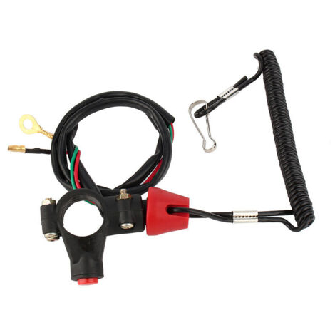 Interrupteur d'arrêt de flamme double pour moteur de moto, bouton poussoir d'arrêt de flamme d'urgence 22mm, cordon de tirage noir, 12V CO, pour moteur ATV bateaux