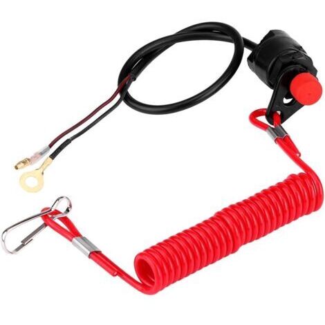Interrupteur d'Arrêt de Moteur Hors-bord Universel de Bouton12V, ​Interrupteur D'arrêt W/Longe Cordon Cordon pour hors-bord Tondeuses tout-terrain Moto Véhicules
