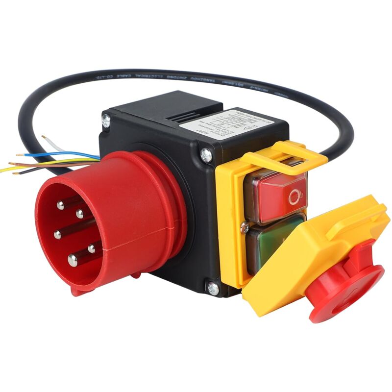 Applicable Interrupteur d'arrêt d'urgence 3 phases 400 V avec câble de 80 cm - Interrupteur de sécurité - Interrupteur de sécurité - Interrupteur de