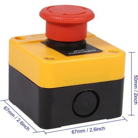 Interrupteur d'arrêt d'urgence, type à bouton-poussoir 220 V 10 A, interrupteur de sécurité domestique, avec tournevis.