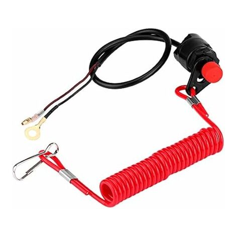 Interrupteur d'Arrêt et de Sécurité,  Switch Stop Bouton d'Arrêt d'Urgence Fermé Universal Coupe-circuit pour Tondeuse à gazon Moteurs Hors-bord avec Cordon d'Attache