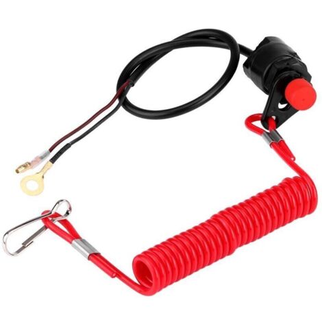 Interrupteur d’arrêt moteur universel 12 V avec corde de sécurité – Compatible hors-bord, tondeuses, motos et 4x4