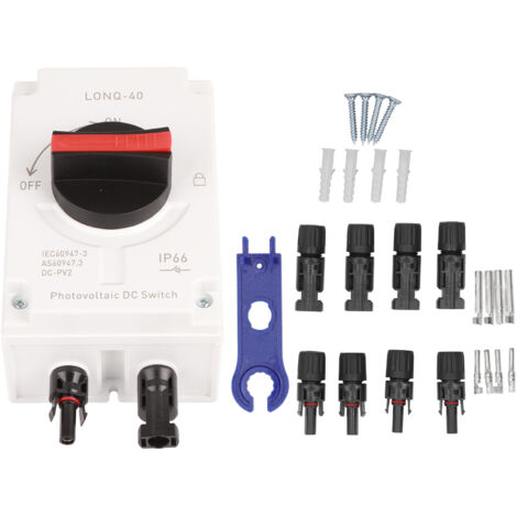 Interrupteur DC Photovoltaïque 1500V 32A 4P IP66 Étanche pour Camping-Car Solaire
