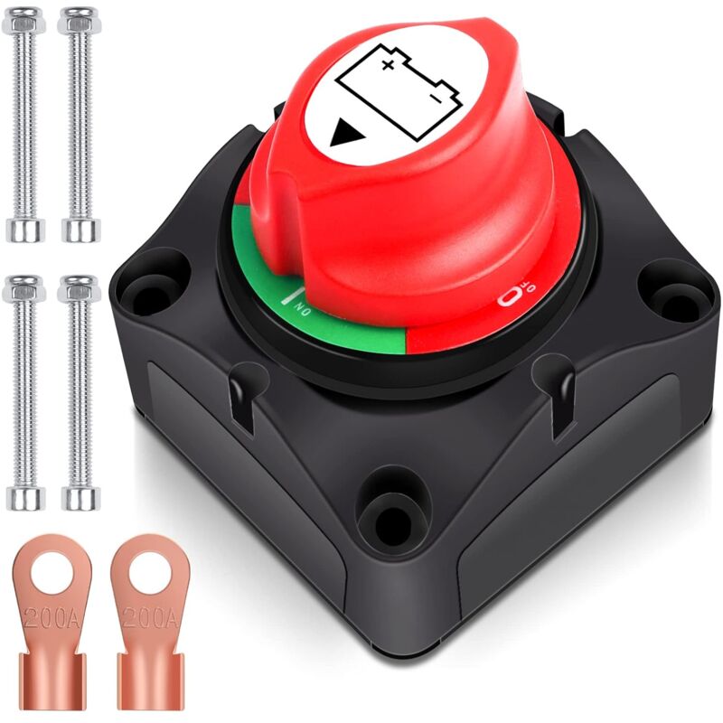 Interrupteur de batterie 12 v 24 v 48 v, Interrupteur principal 12 v puissance continue 275 a, Interrupteur de batterie cuivre étamé, Interrupteur