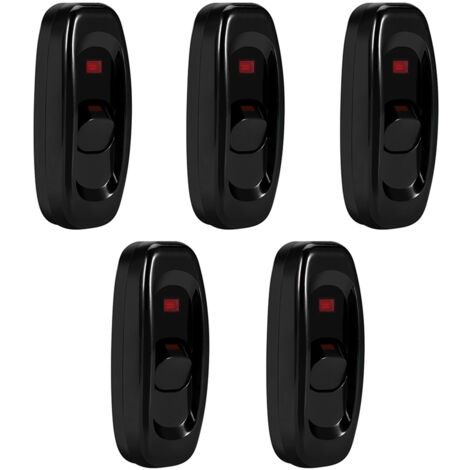 Interrupteur de câble de cordon de lampe de bureau en ligne AC 250V 10A avec lumière indicatrice LED Noir