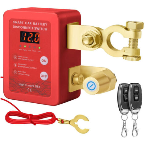 Interrupteur de Découpage de Batterie 12V/24V Universel pour Camion - Télécommande Intelligente, Anti-décharge, Affichage Électrique Rouge, Grand Courant