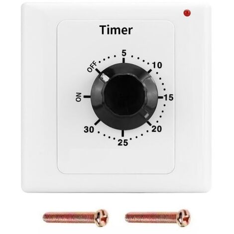 Interrupteur de Minuterie, AC 220V 15A Compte à Rebours Mécanique Intelligent à Minuterie Socket Time Switch 86 Panneau Timer Bouton de Command (30 Min)
