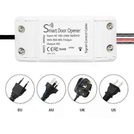 Interrupteur de porte intelligent Wi-Fi compatible HomeKit avec commande de porte de garage et prise AU/EU/US/UK pour Alexa et Google Home