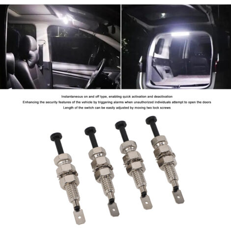 Interrupteur de Porte Magnétique Ajustable 12V pour Alarme de Capot - Interrupteur Instantané Chrome Alliage Métal pour Plafonnier Chassis Coffre