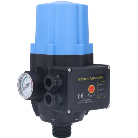 Interrupteur de Pression de Pompe à Eau Automatique, Régulable Étanche, Contrôleur Électronique Bleu 0.75kW 110V-120V