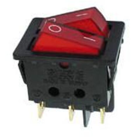 INTERRUPTEUR DE PUISSANCE A BASCULE 10A-250V DPST ON-OFF - AVEC TEMOIN NEON ROUGE VELLEMAN R900
