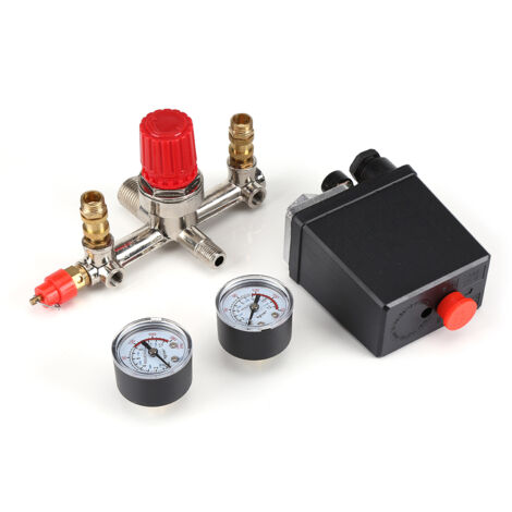 Interrupteur de régulation de pression pour compresseur 90-120 PSI avec double manomètre