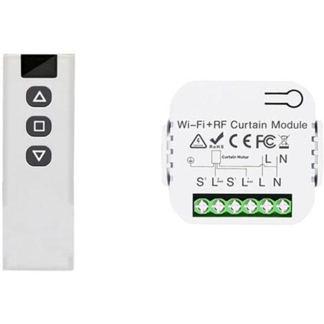 Interrupteur de Rideau Aveugle Smart Life WiFi 433Mhz avec TéLéCommande RF pour Commande de Volet Roulant éLectrique, 1RC 1RE
