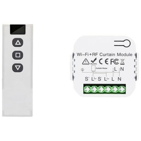 Interrupteur de Rideau Aveugle Tuya Smart Life WiFi 433Mhz avec TéLéCommande RF pour Commande de Volet Roulant éLectrique, 1RC 1RE