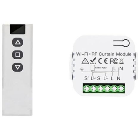 Interrupteur de Rideau Aveugle Tuya Smart Life WiFi 433Mhz avec TéLéCommande RF pour Commande de Volet Roulant éLectrique, 1RC 1RE