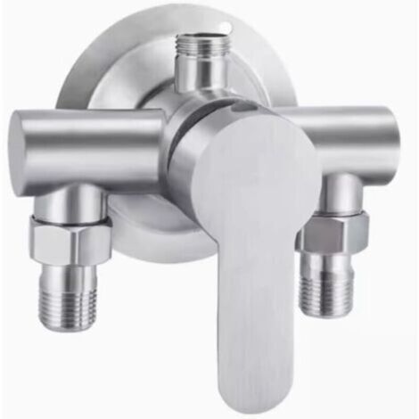 Interrupteur de robinet de douche en acier inoxydable G1/2 Filetage 304 Mélangeur d'eau chaude et froide Poignée en métal murale-Crezuo