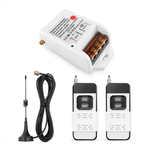 Interrupteur de Télécommande de Pompe Moteur sans fil Récepteur Relais AC 230V 220V 3000W et 2 émetteurs Plage de Contrôle Jusqu'à 100300 mètres pour Lumières Pompe à eau Moteur