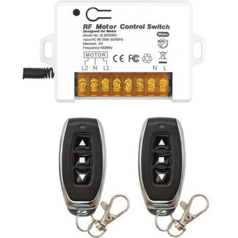 Interrupteur de Télécommande de Volet Roulant sans Fil Contrôleur de Récepteur Relais CA 90V 250V 3A avec 2 émetteurs Moteur de Commande Radio avancer et reculer