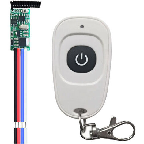 Interrupteur de télécommande RF 12 V CC, kit télécommande + récepteur 12 V, mini module relais LED haute sensibilité 433 MHz 3,5-12 V CC, pour avertisseur de porte de garage