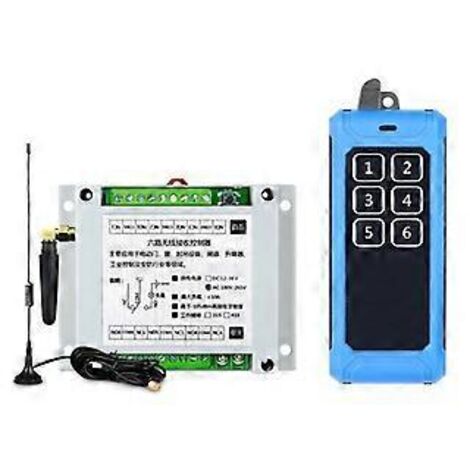 Interrupteur de télécommande sans fil 315 MHz/RF433 MHz, relais DC 12 V-24 V, récepteur 6 canaux et émetteur 6 boutons.