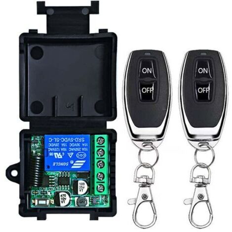 Interrupteur de Télécommande sans Fil 433MHz 230V 220V 240V Récepteur de Relais de commande à distance à 1 Canal avec 2 Émetteurs télécommandes Contacts sans potentiel Contrôleur de Relais
