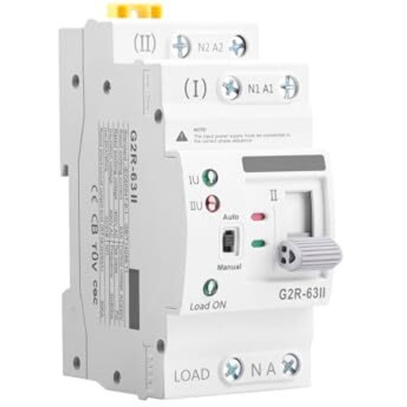 Interrupteur de transfert automatique à double alimentation 2P 63A 220V ATS Interrupteur photovoltaïque d'alimentation de secours à 2 positions