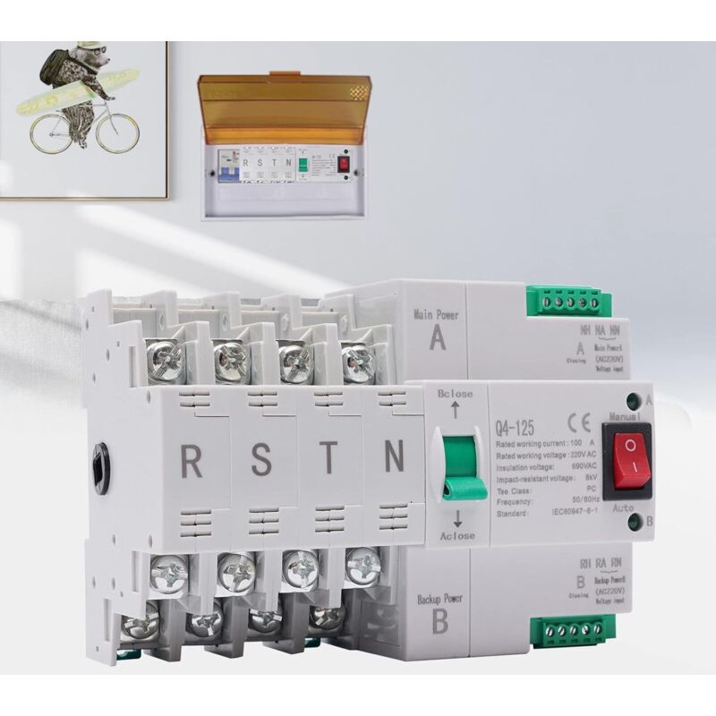 Senderpick - Interrupteur de transfert automatique double puissance 4P 100A ac 220V Interrupteur de courant d'urgence Interrupteur de transfert à
