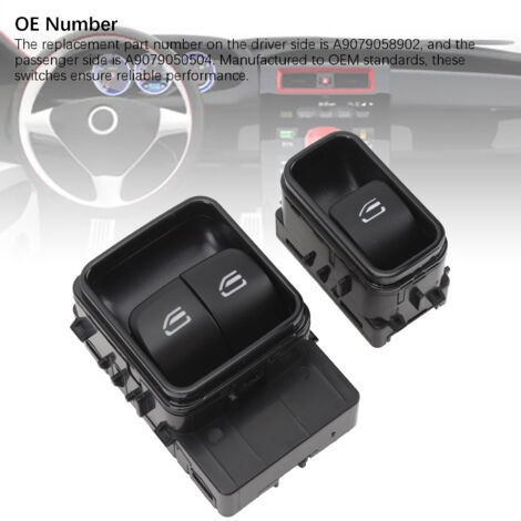 Interrupteur de Vitre Electrique A9079058902/A9079050504 Conducteur et Passager pour Mercedes-Benz Sprinter 907/910 2018-2022