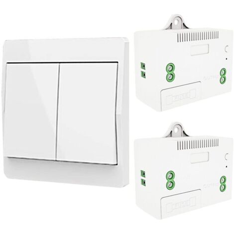 Interrupteur d'éclairage auto-générant sans fil, interrupteur à radiofréquence et récepteur de relais, contrôleur avec fusible, interrupteur cinétique sans batterie (Kit 1 voie 2 clés)