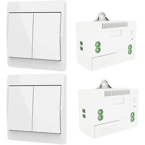 Interrupteur d'éclairage auto-générant sans fil, interrupteur à radiofréquence et récepteur de relais, contrôleur avec fusible, interrupteur cinétique sans batterie (Kit 2 voies 2 clés)