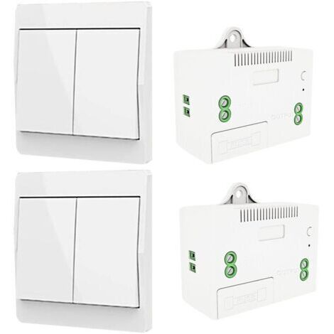 Interrupteur d'éclairage auto-générant sans fil, interrupteur à radiofréquence et récepteur de relais, contrôleur avec fusible, interrupteur cinétique sans batterie (Kit 2 voies 2 clés)