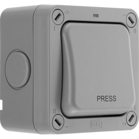 Interrupteur d'éclairage Bouton poussoir, série Storm IP66 Gris Storm ( Prix pour 1 )