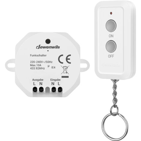 Interrupteur d'éclairage sans fil 10A – Télécommande 30m – Installation facile sans câblage – Pour lampes et appareils difficiles d'accès