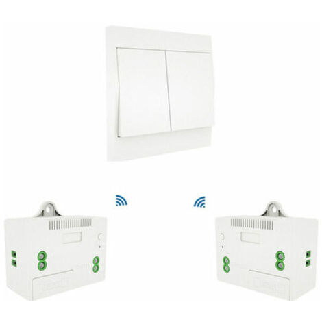 Interrupteur d'éclairage sans fil 110-230 V et kit récepteur Interrupteur auto-alimenté Appareil d'éclairage télécommandé, modèle : interrupteur blanc 2 x 2 gangs