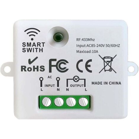 Interrupteur d'éclairage sans fil, contrôleur de récepteur relais 10A, installation facile, pour éclairage jusqu'à 1500W