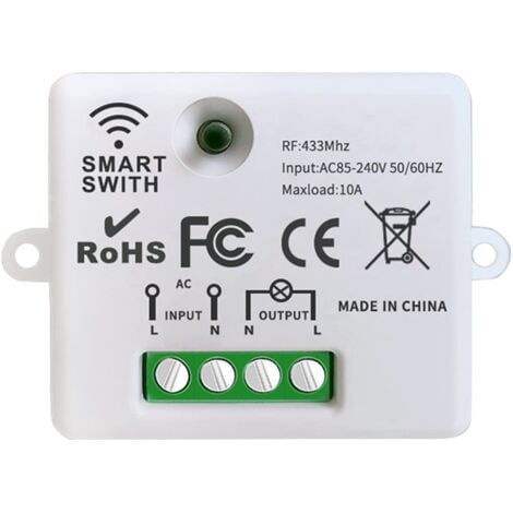 Interrupteur d'éclairage sans fil, contrôleur de récepteur relais 10A, installation facile, pour éclairage jusqu'à 1500W
