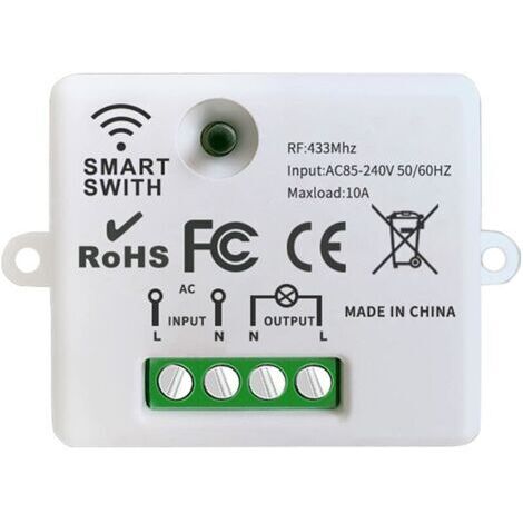 Interrupteur d'éclairage sans fil, contrôleur de récepteur relais 10A, installation facile, pour éclairage jusqu'à 1500W